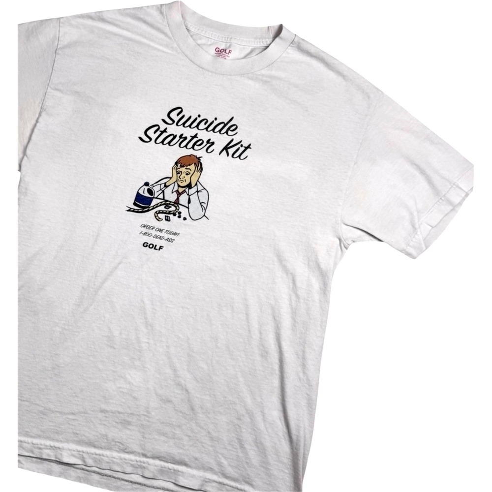 Rare Golf Wang Su*cide Starter Kit Tyler The Creator White Graphic Tee Large